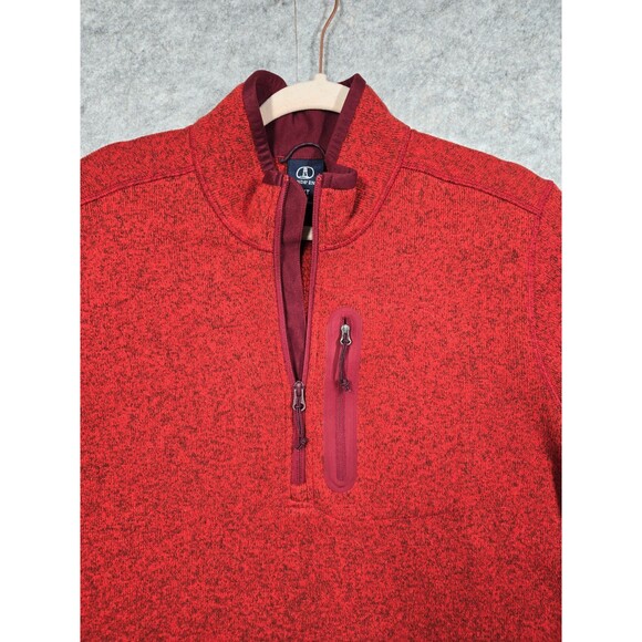 Lands End Sweater Fleece 1/4 Zip Pull Over Heathered Deep Red Men's Medium Tall - Picture 2 of 9